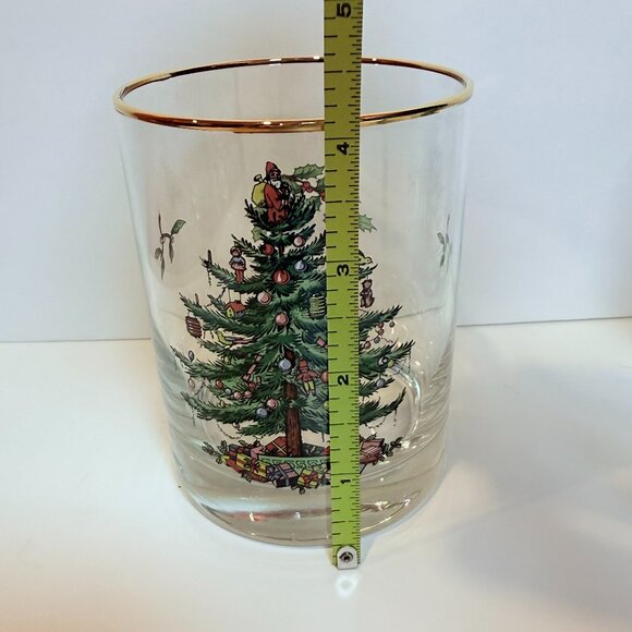 Spode Christmas Tree Old Fashion Glasses with Gold Rim Set of Four - Picture 7 of 8